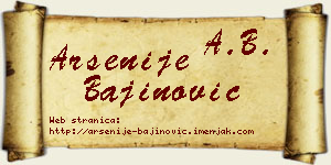 Arsenije Bajinović vizit kartica